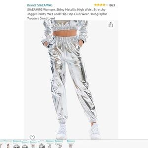 Metallic Joggers High-Waisted Stretchy Pants